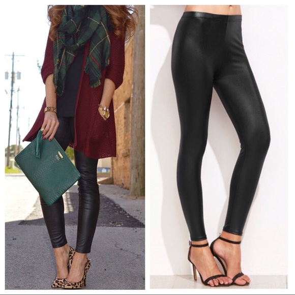 BRITTA-Skinny Stretch Vegan Leather Legging - Picture 5 of 9